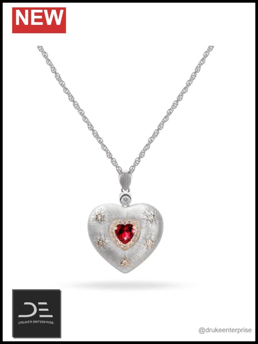 Sterling Silver Heart Pendant Necklace Cubic Zirconia Hypoallergenic Jewelry